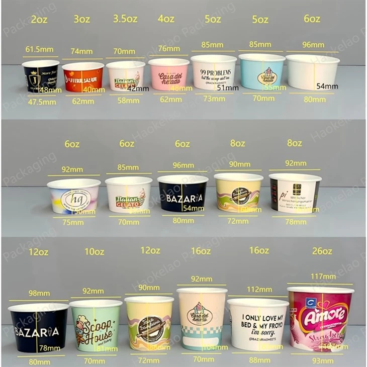 Ice cream cup sizes For Ice cream factory